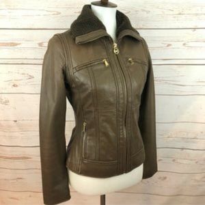 Large vintage soft leather jacket in the color cocoa by Michael Kors